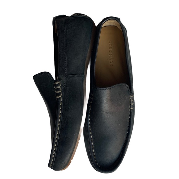 mens black leather driving loafers